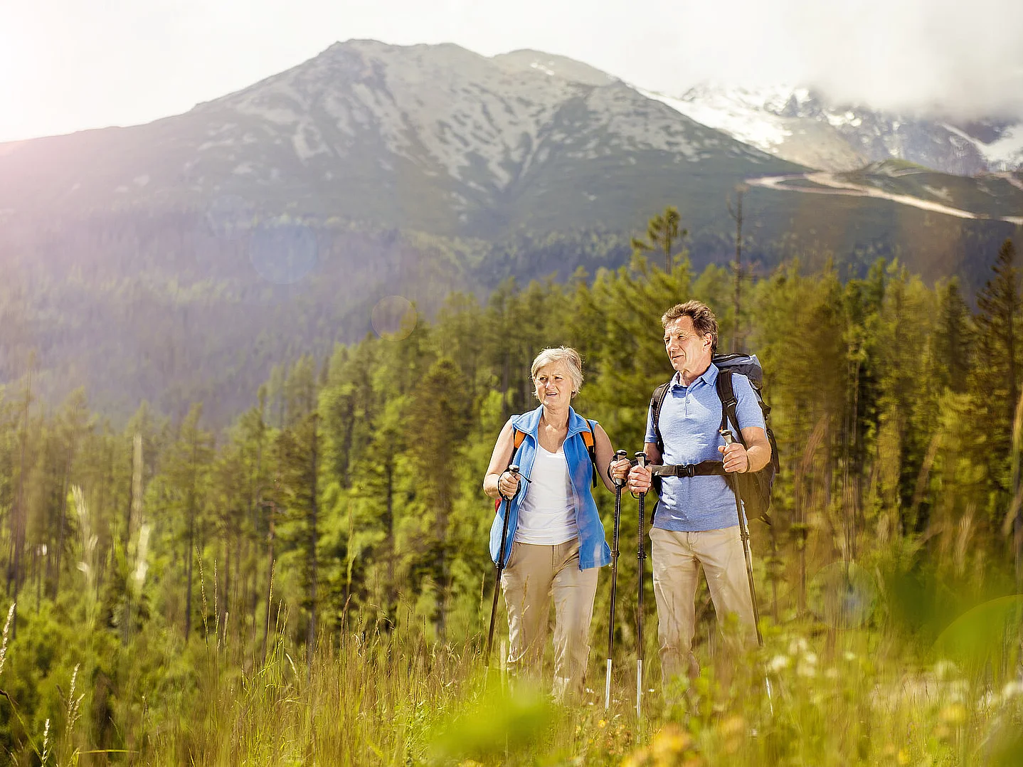 Senior couple hiking